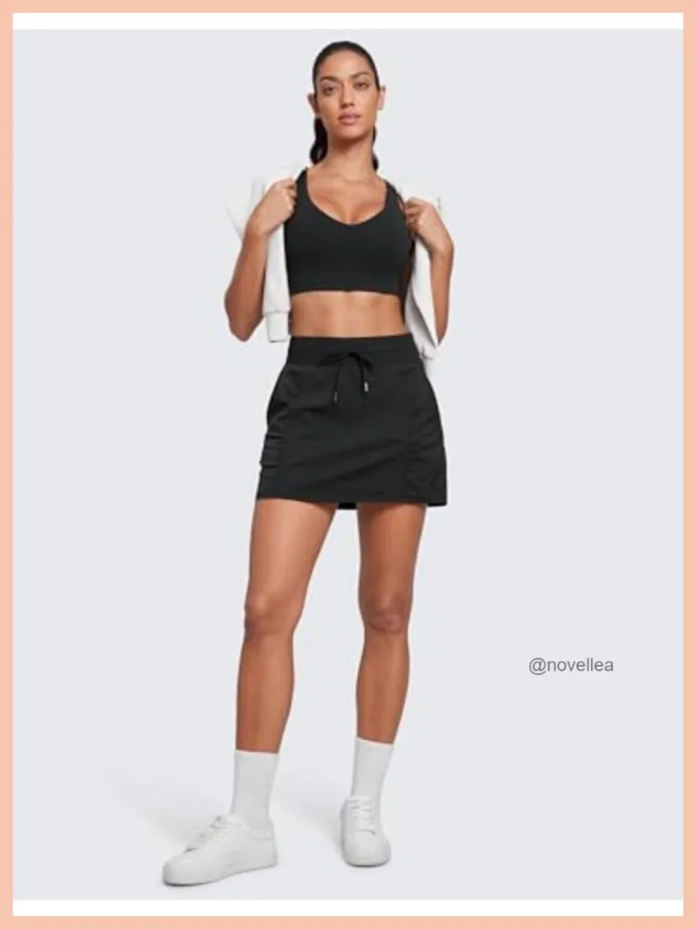 High Waisted Ruched Tennis Skirt with Pockets, Athletic Skort
